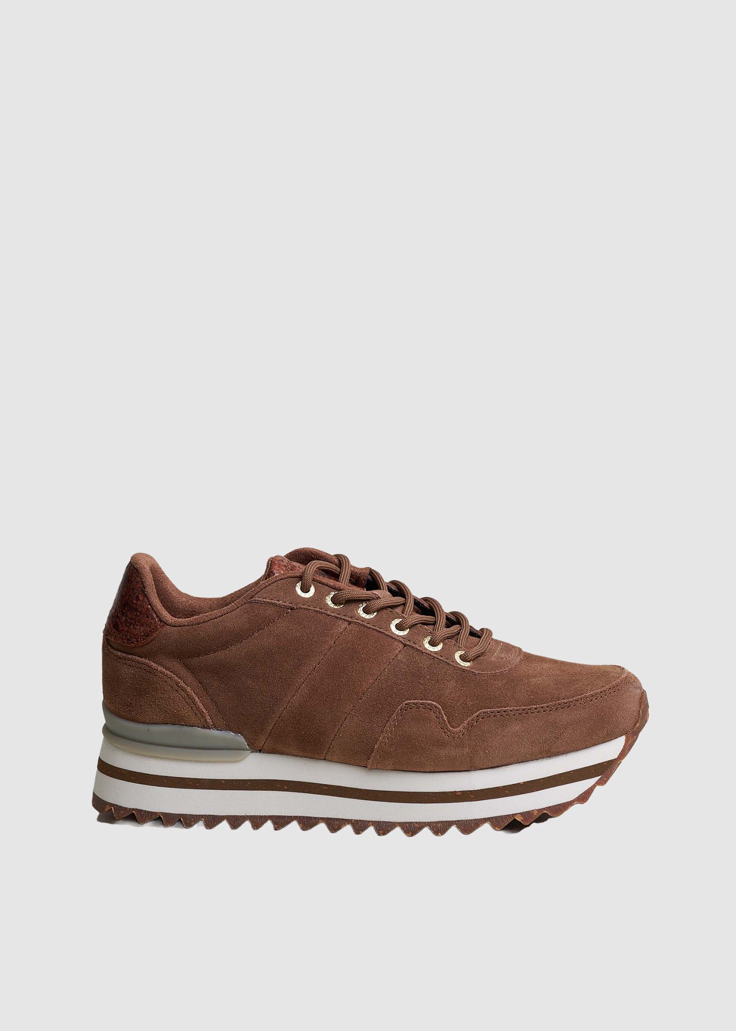 Image of Woden Womens Nora Iii Suede Plateau Trainers In Latte