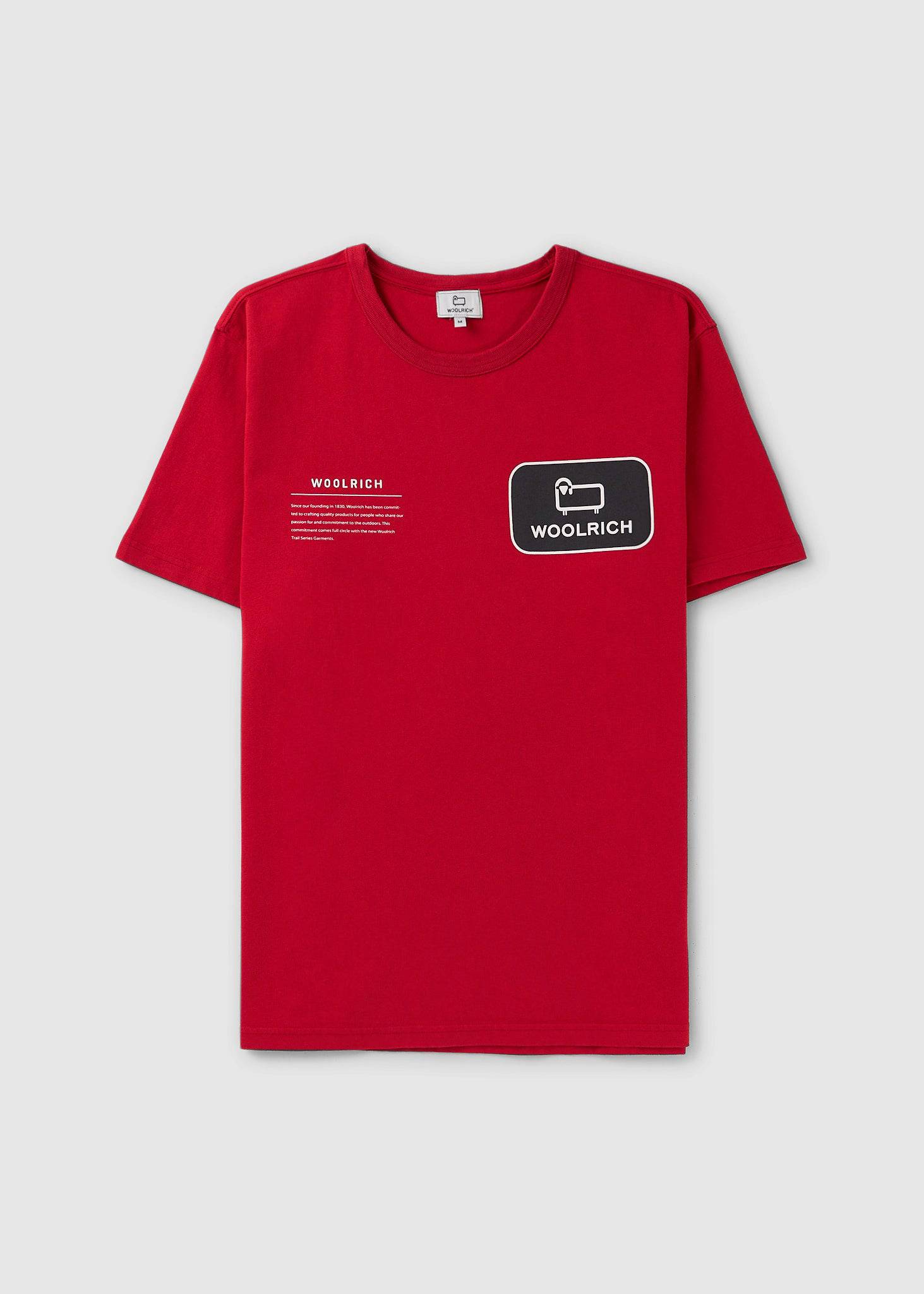 Image of Woolrich Mens Graphic Patch T-Shirt In Sky Red
