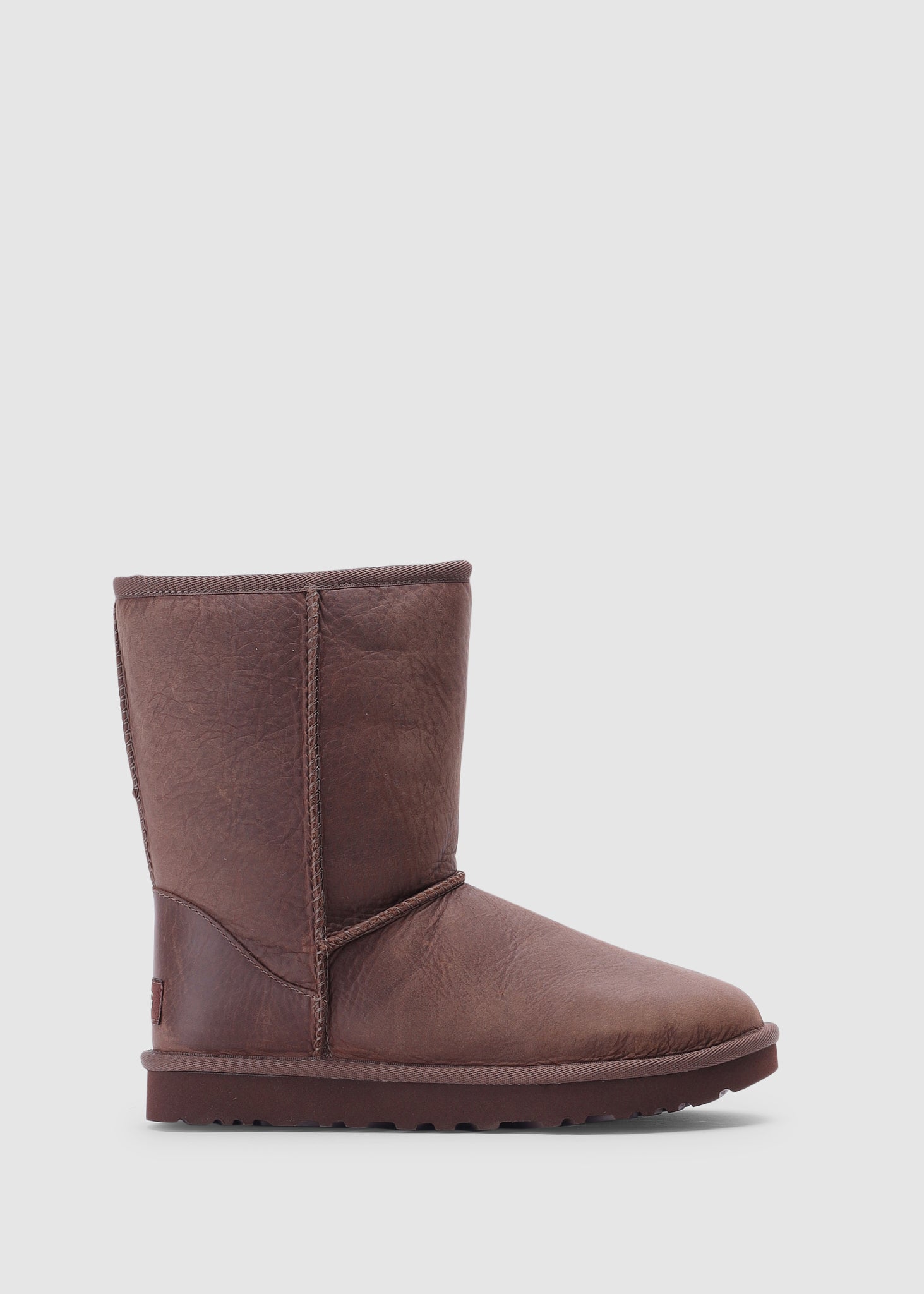 Ugg Womens Classic Short Leather Boots In Brownstone - Brown