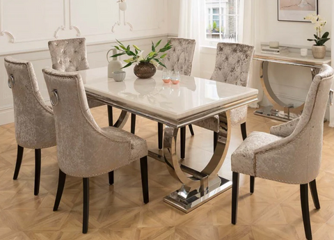 Arianna 1.8 M Cream Table & Belvedere Chair Dining Sets