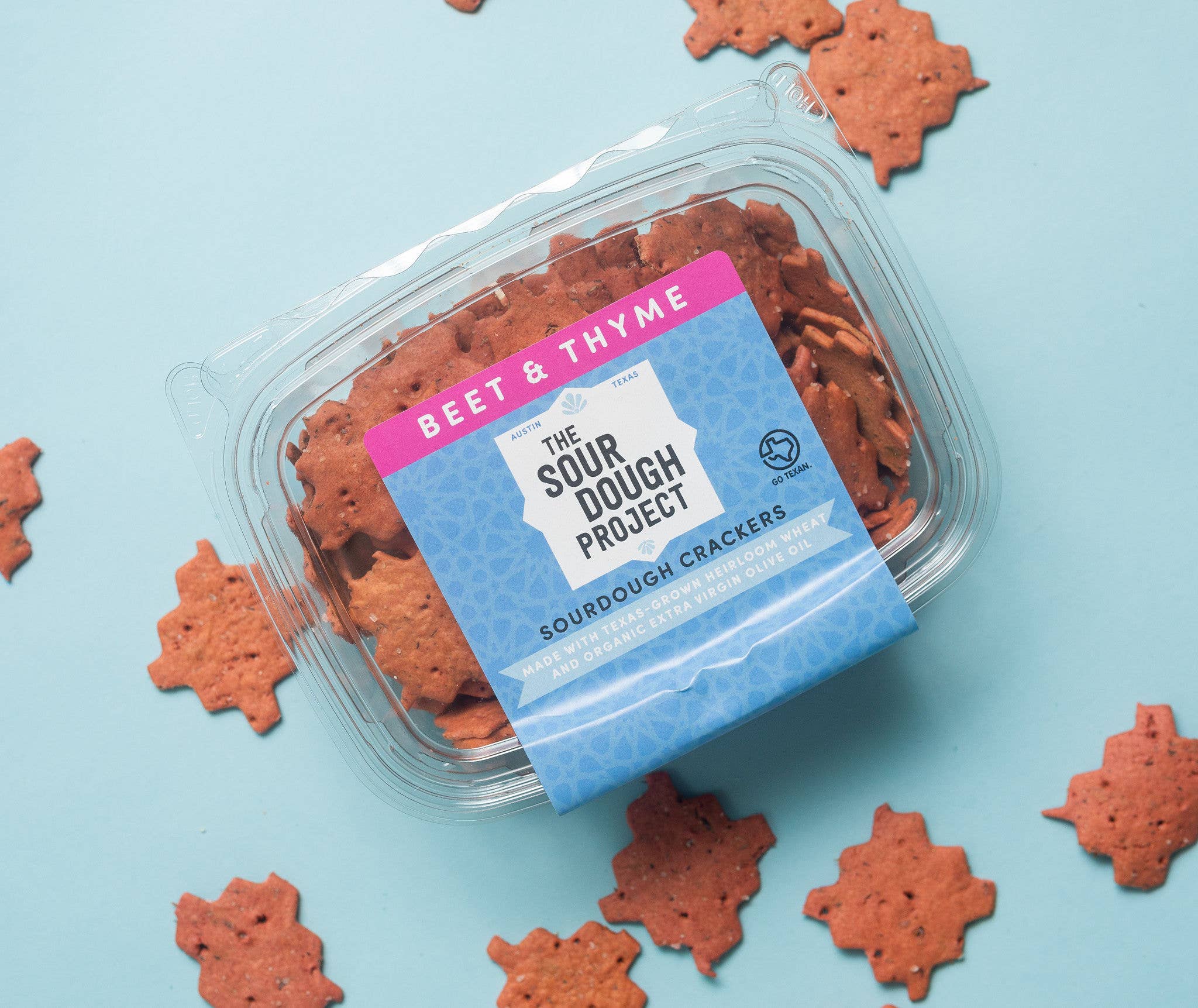 Beet & Thyme Sourdough Crackers