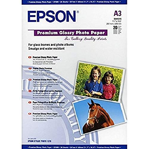 luchthaven Kapitein Brie Herstellen Epson Premium Glossy Photo Paper, A3, 297 x 420mm, 255 g/m2, 20 Sheets –  print ink cartridges