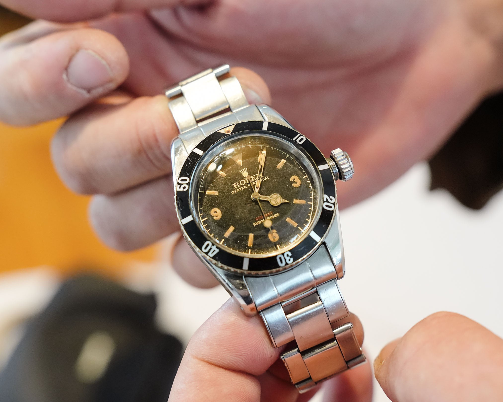 A super rare Rolex 6538 Red Depth Big Crown Submariner at Rolliefest 2023