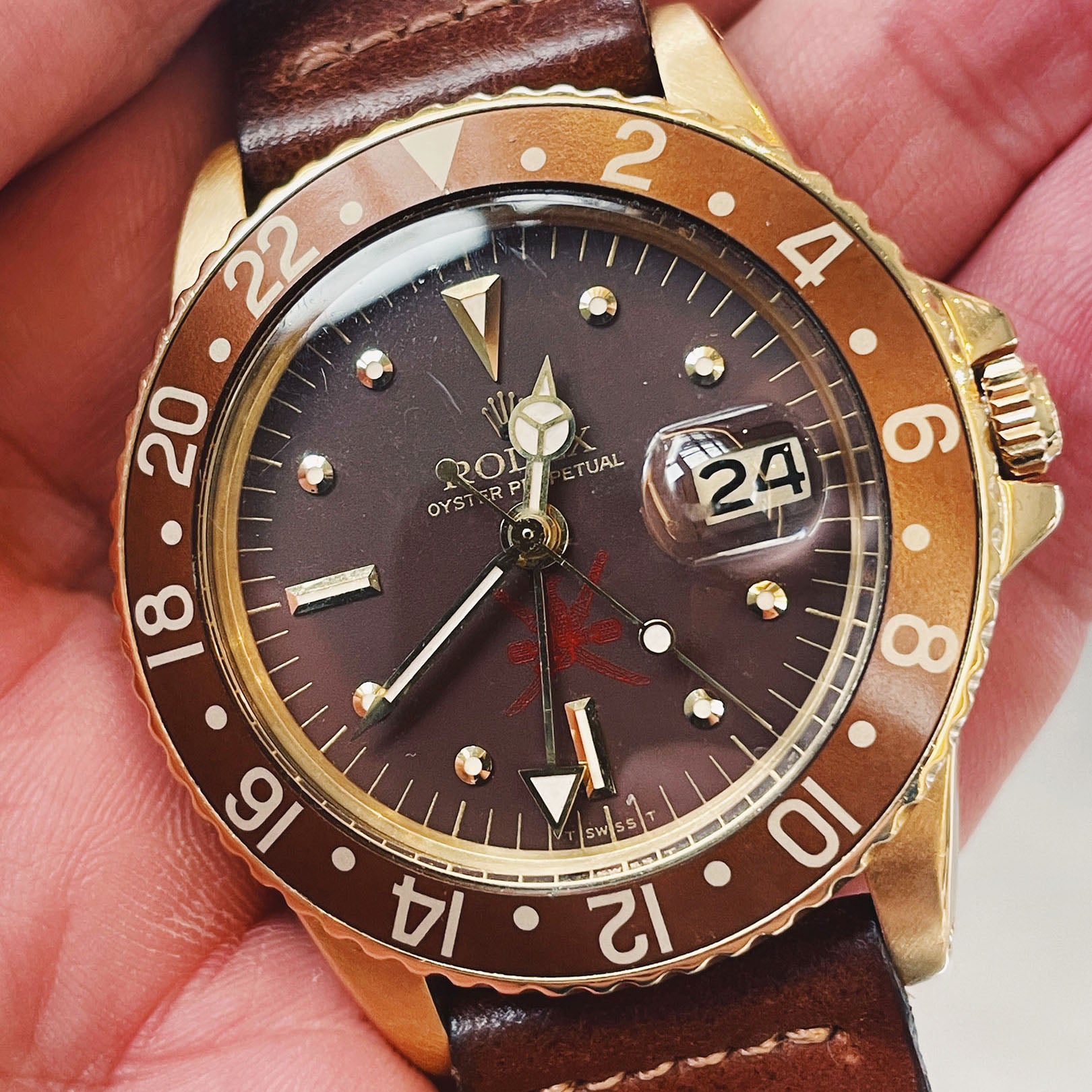 Rolex 1675 Gold Omani Khanjar Dial GMT