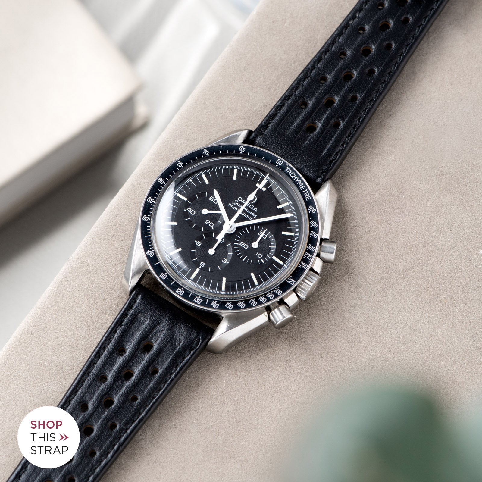 Bulang and Sons_Strapguide_Omega Speedmaster_RACING BLACK SPEEDY LEATHER WATCH STRAP