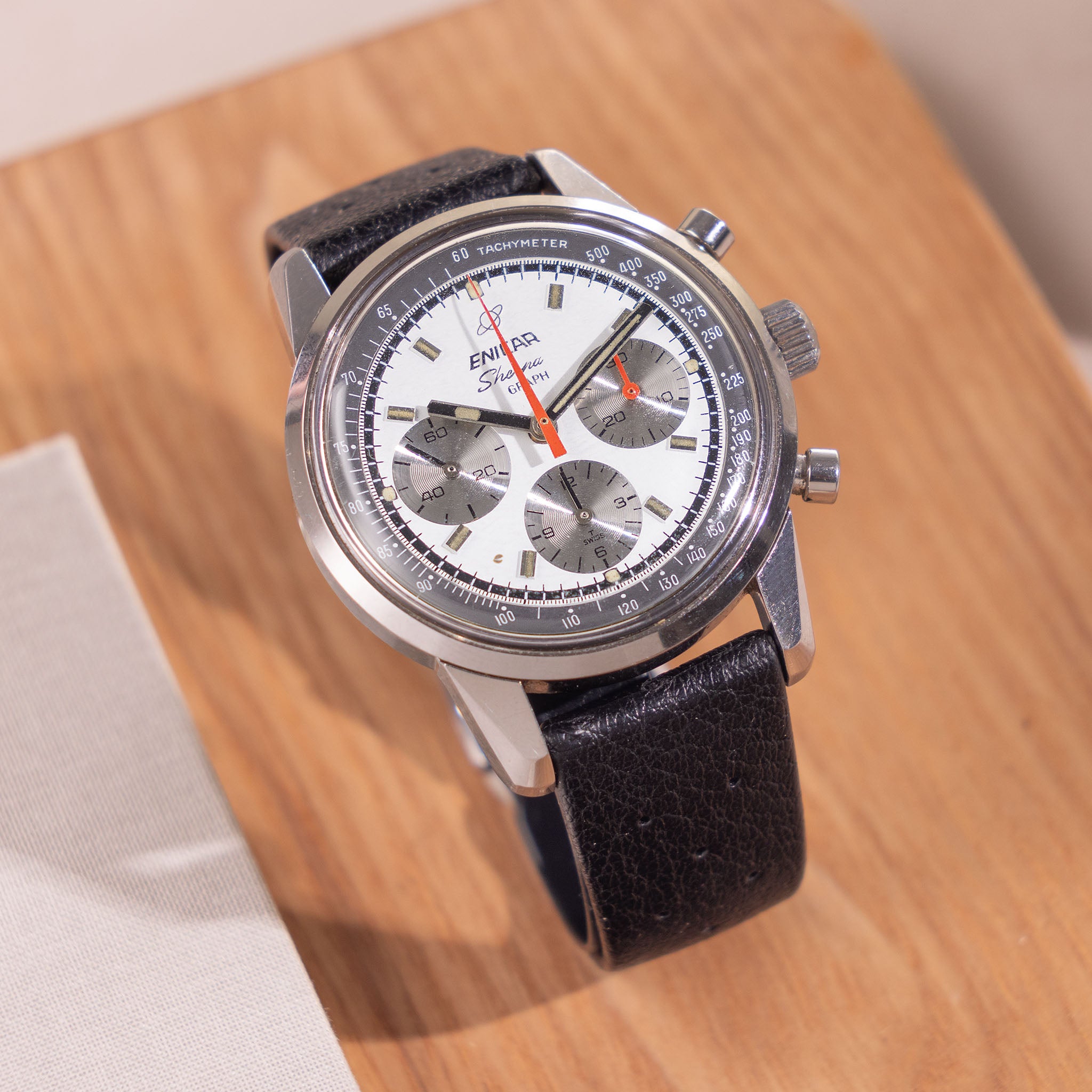 image of Enicar Sherpa Graph Mk4 White Dial Chronograph Ref 072-02-01