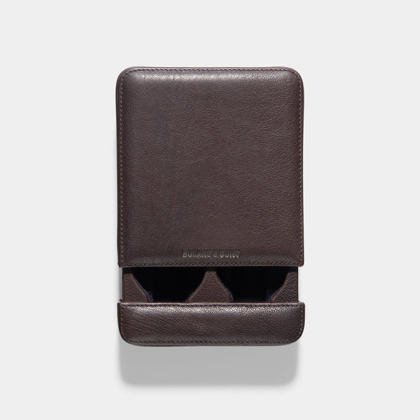 Dark Brown Leather 2 Watch Slider Box