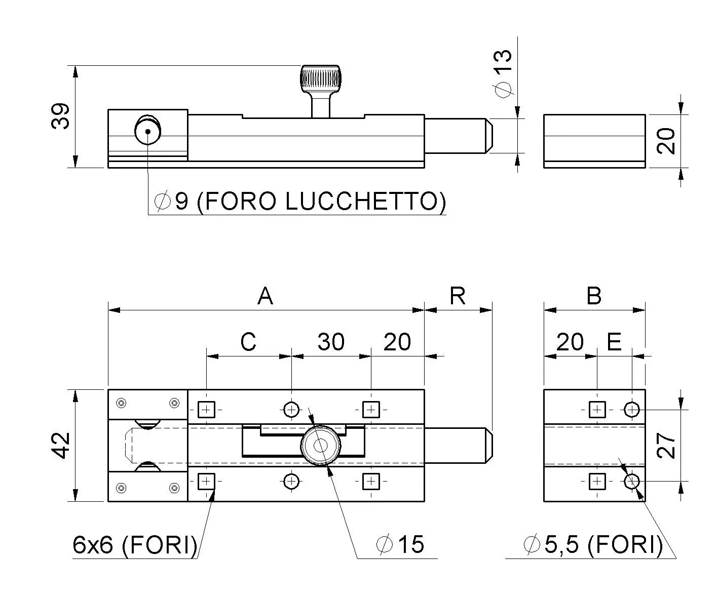 Catenaccio Portalucchetto Con Asta Tonda Ø 13 Tropicalizzato