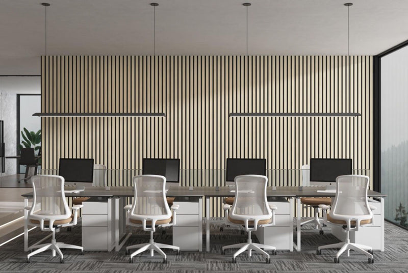 Acoustic Feature Wall Panels - Slatted and Felt Backed - Easy Installa ...