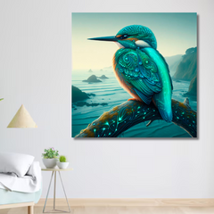 Kingfisher Bird Drawings - Bird Wall Art - Canvas Prints