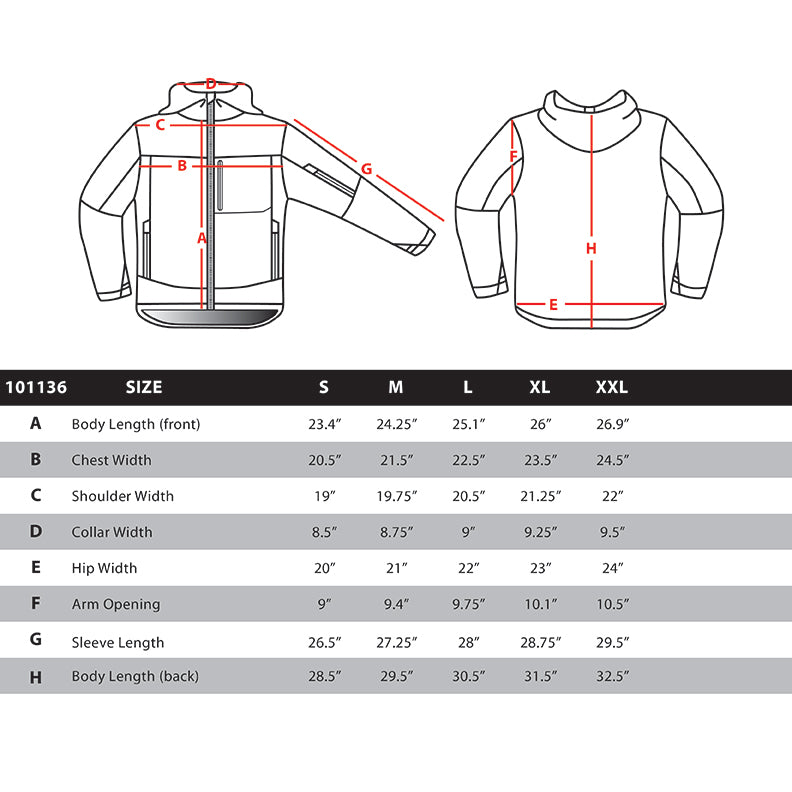 Size Chart 101136 - Condor Cirrus Technical Fleece Jacket – Condor ...
