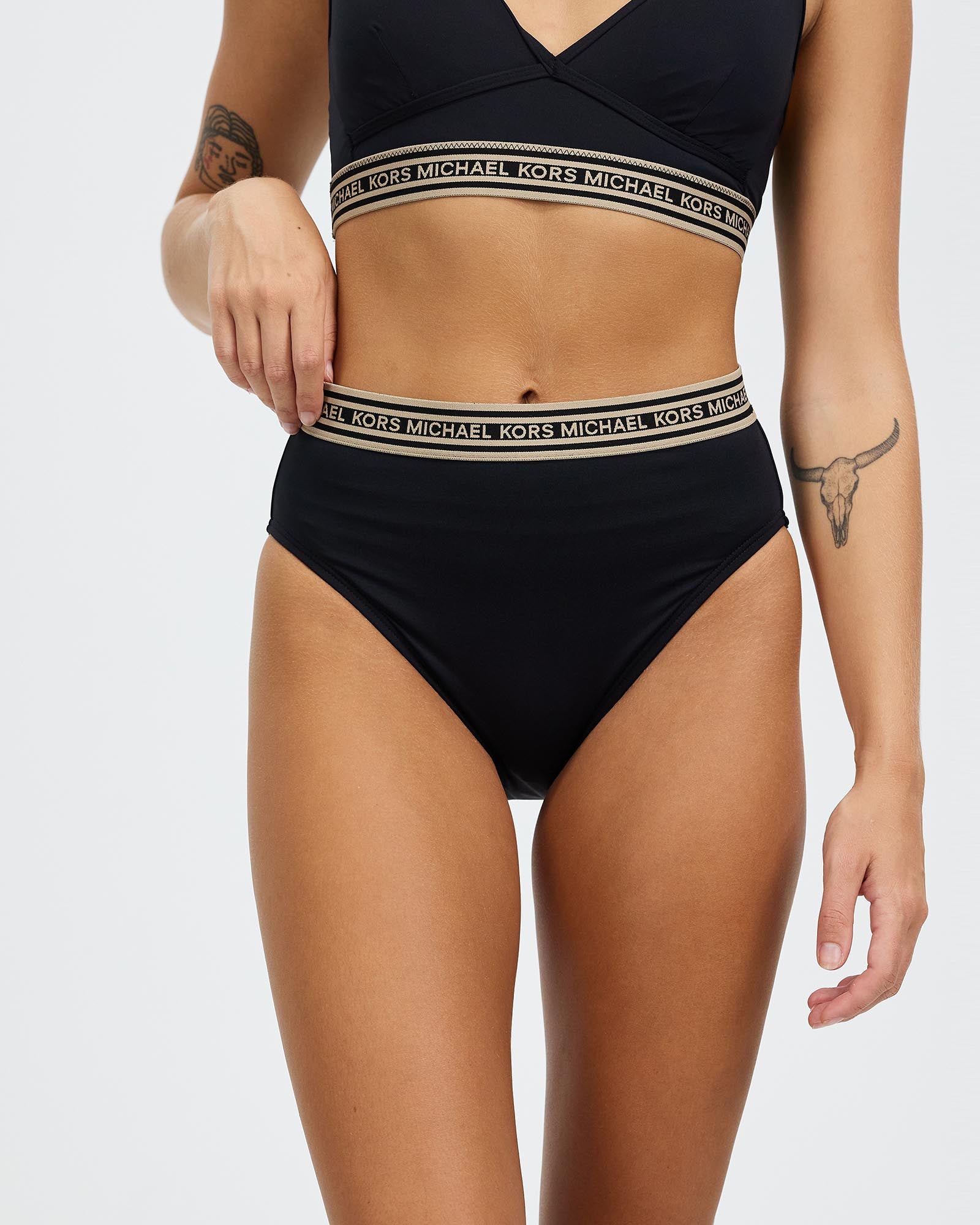 Logo High Waist Black Bikini Bottoms | Michael Kors – Brands Supreme