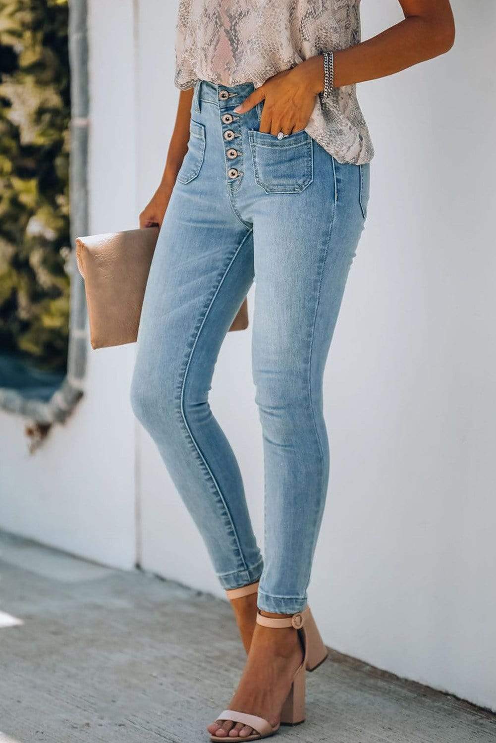 Skinny Jeans - Button Fly Skinny Jeans - Jenston Girl (6897379115195)