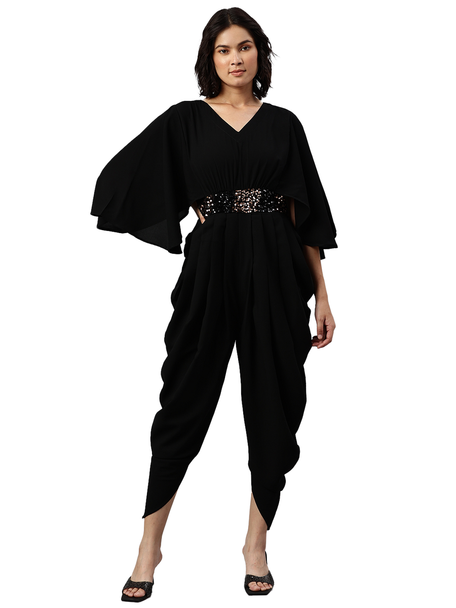 Cottinfab Black Dhoti Jumpsuit with Embellished Detail – Dss Cottinfab Ltd