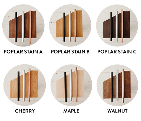 customizable stain and wood samples for record storage rack to organize albums solid wood walnut maple cherry poplar