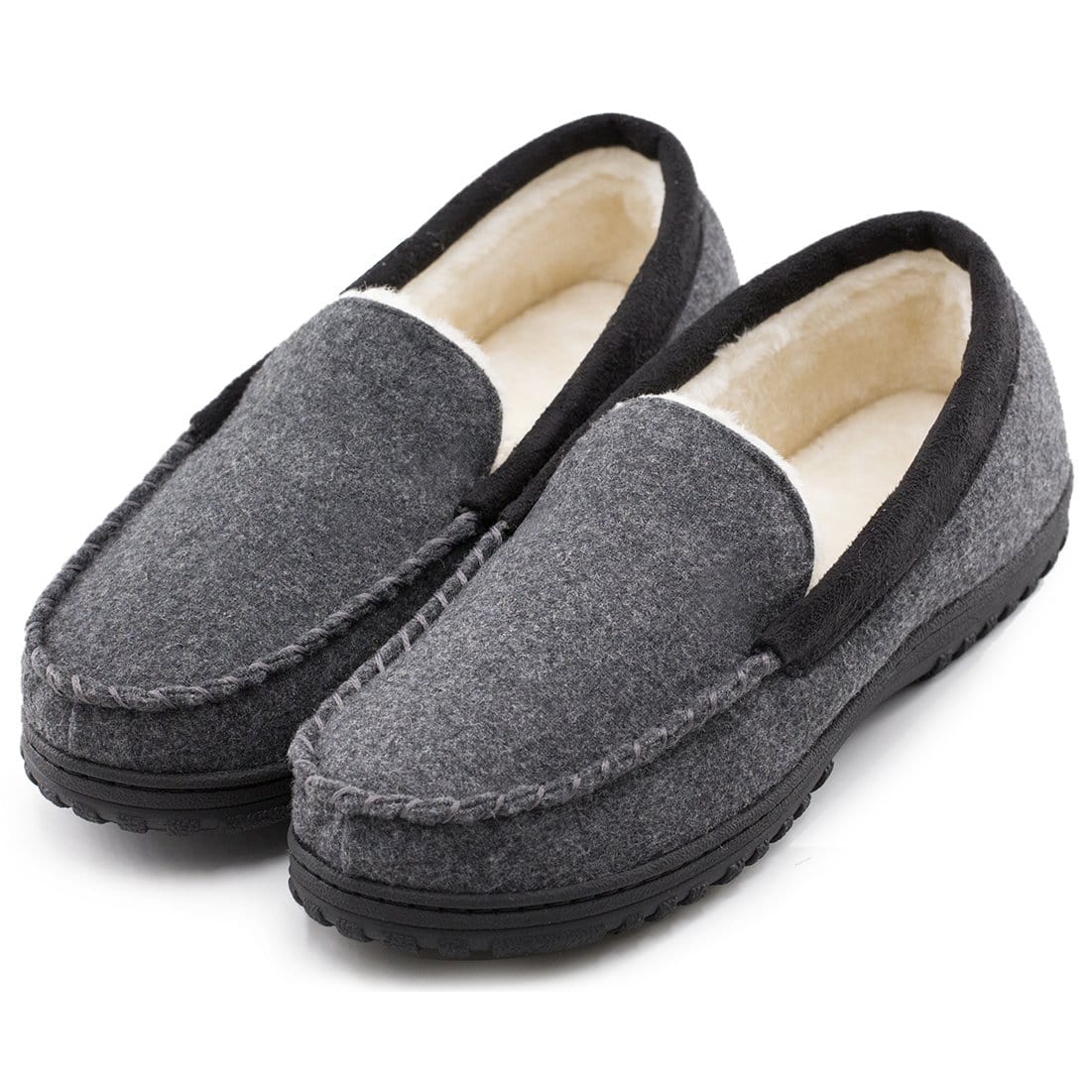 EverFoams Men's Wool-Felt Lined Moccasin Slippers