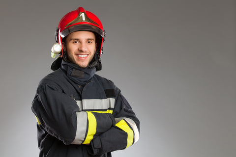 man dressed in firefighter costume