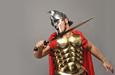 man dressed in gladiator costume