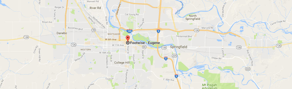 Map to the Foootwise Eugene store
