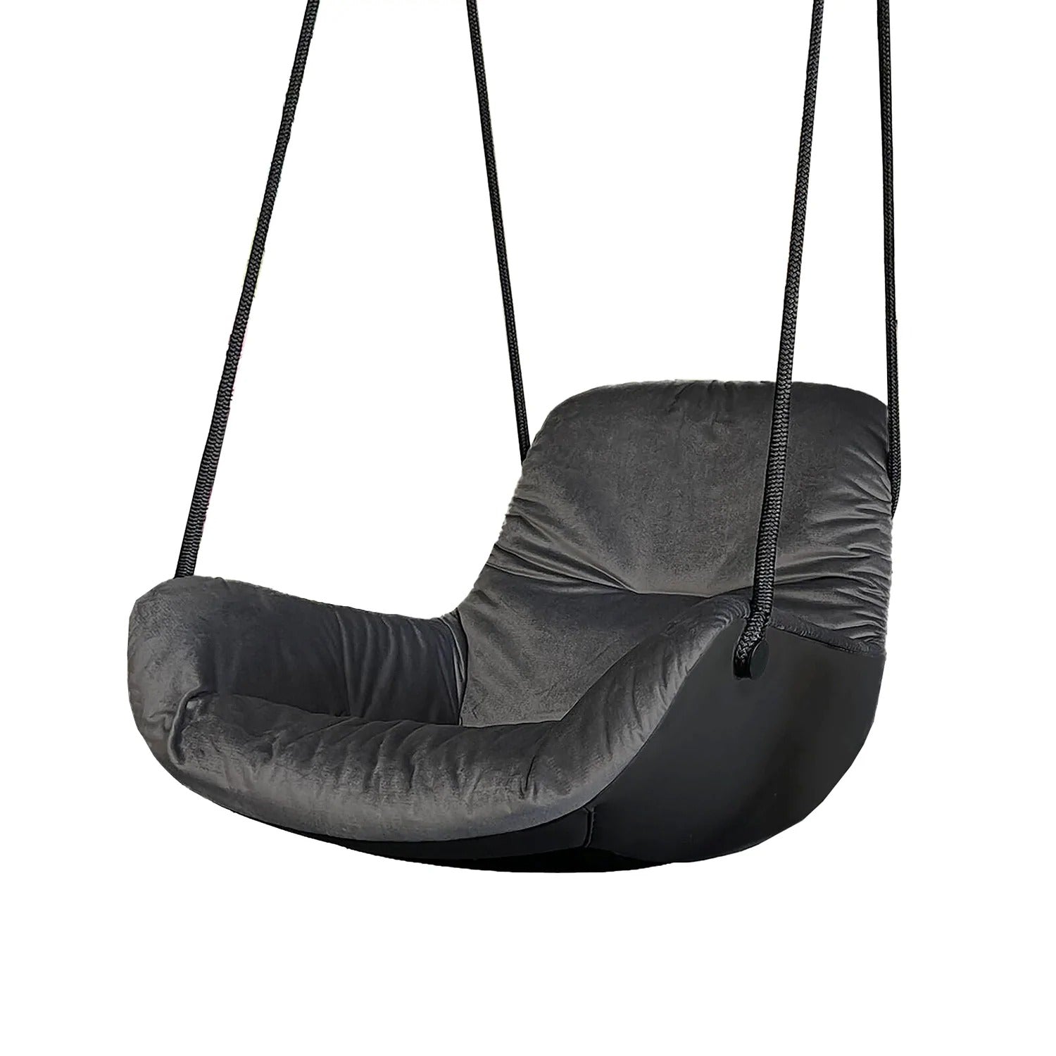 freifrau | leya lounge swing seat | charcoal velvet + black leather