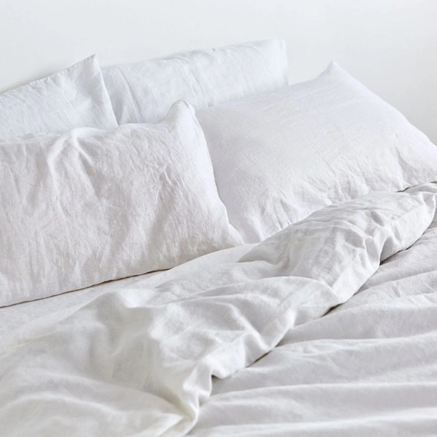 in bed | linen duvet cover | queen | white