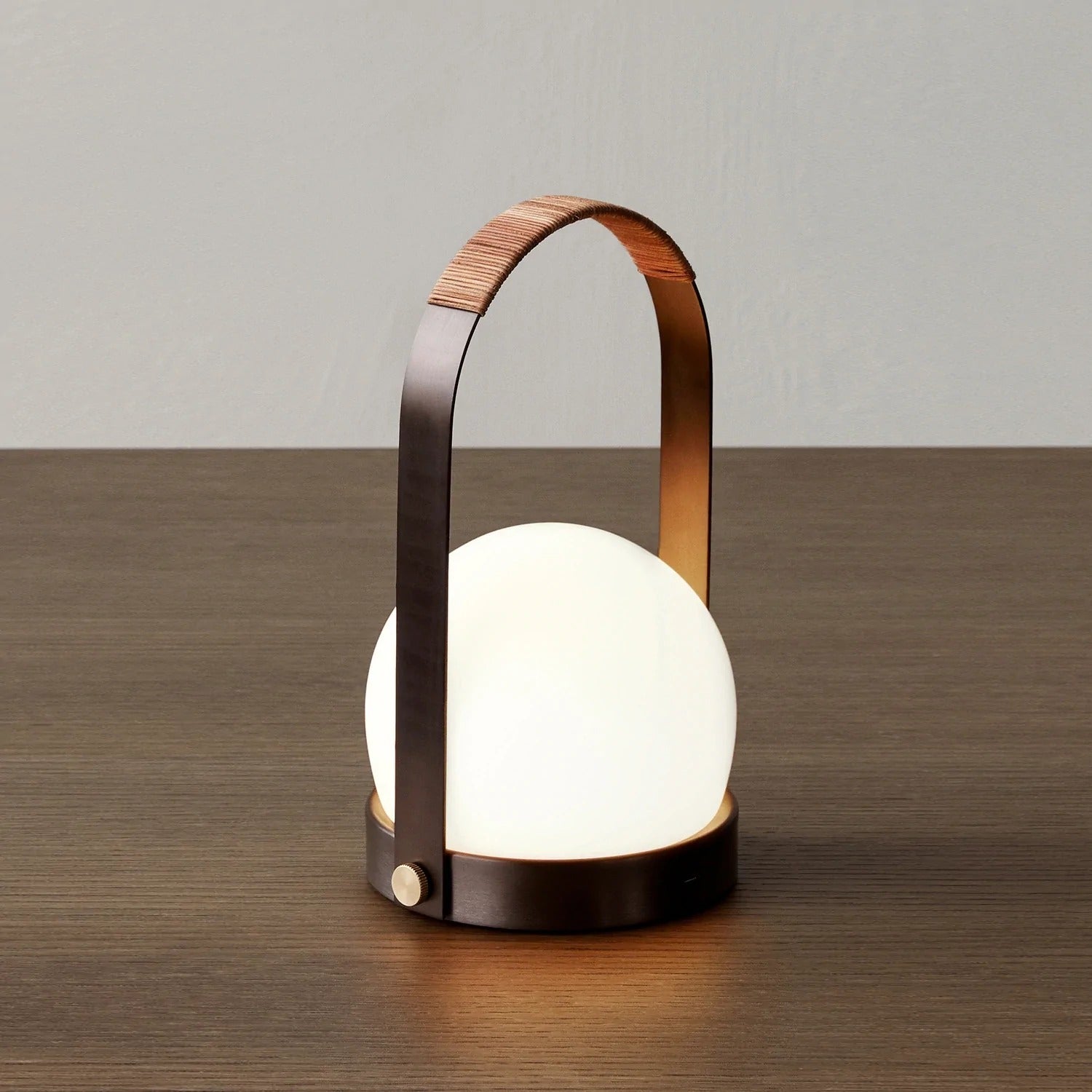 menu | carrie lamp | bronzed brass + leather