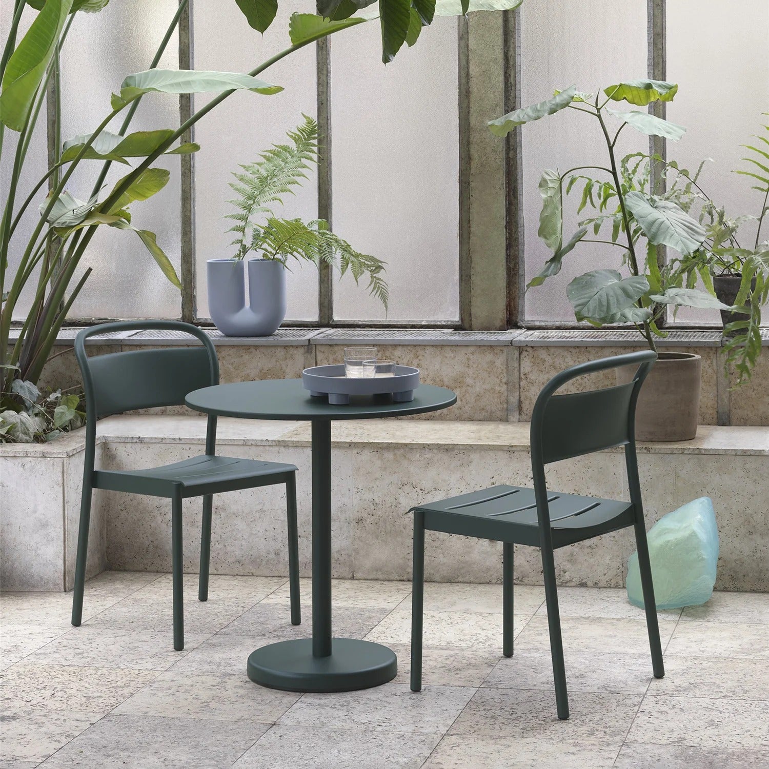 muuto | linear steel side chair | dark green