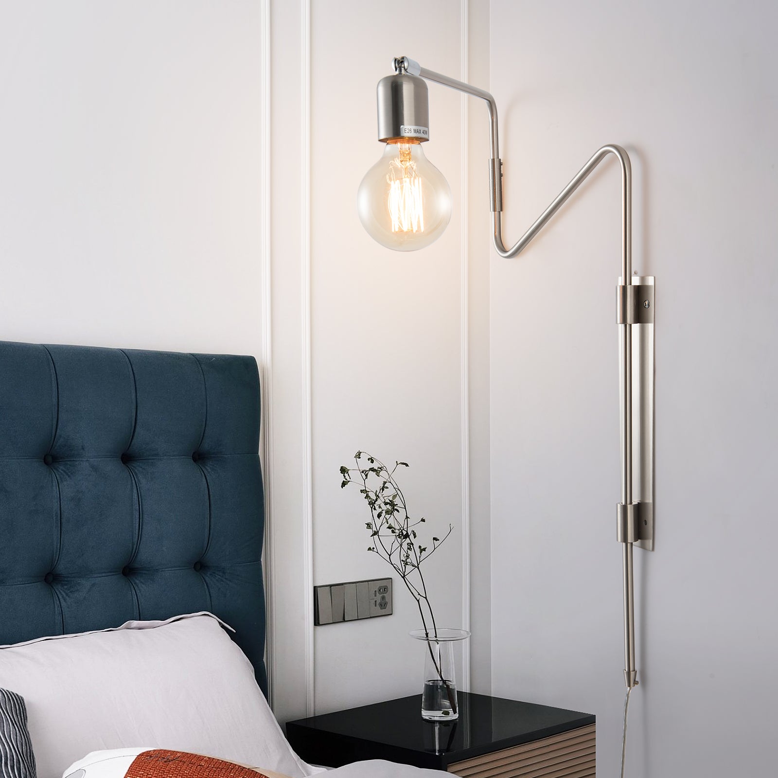 silver plug in wall sconce