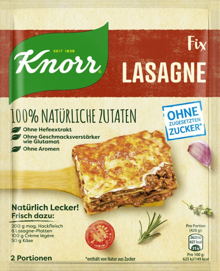 Knorr Fix Naturligt gott! För lasagne 43g /  oz – Märken från Tyskland