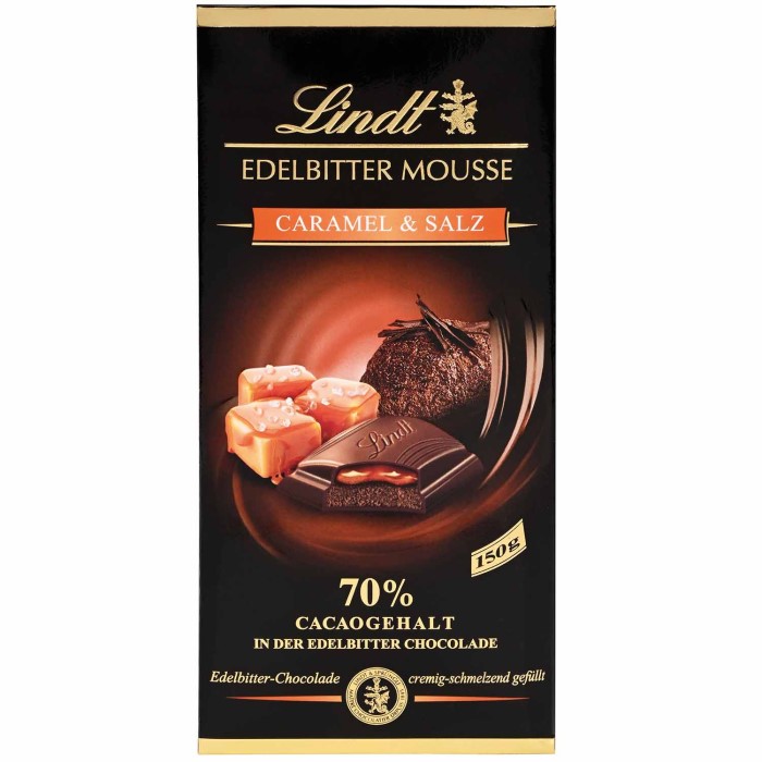 Lindt Dark Mousse Caramel & Salt Chocolate Bar 150g / 5.29oz – Marcas da  Alemanha