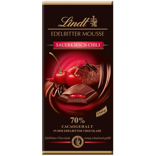 Lindt Edelbitter Mousse Chocolat Maracuja-Chili Tablette 150g / 5.29oz