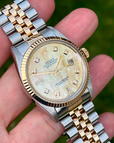 LADIES ROLEX OYSTER PERPETUAL REFERENCE 67183, aftermarket diamond set pink  mother of pearl dial, af