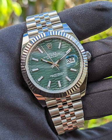 rolex datejust gold green