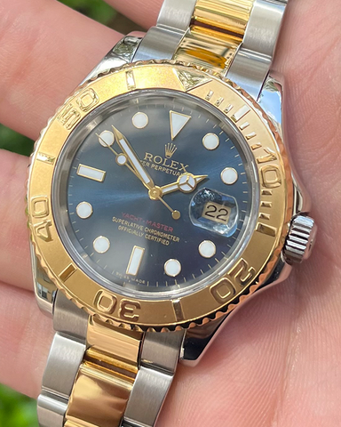 FS ROLEX YACHTMASTER TWO TONE BLUE DIAL OYSTER BRACELET 40MM