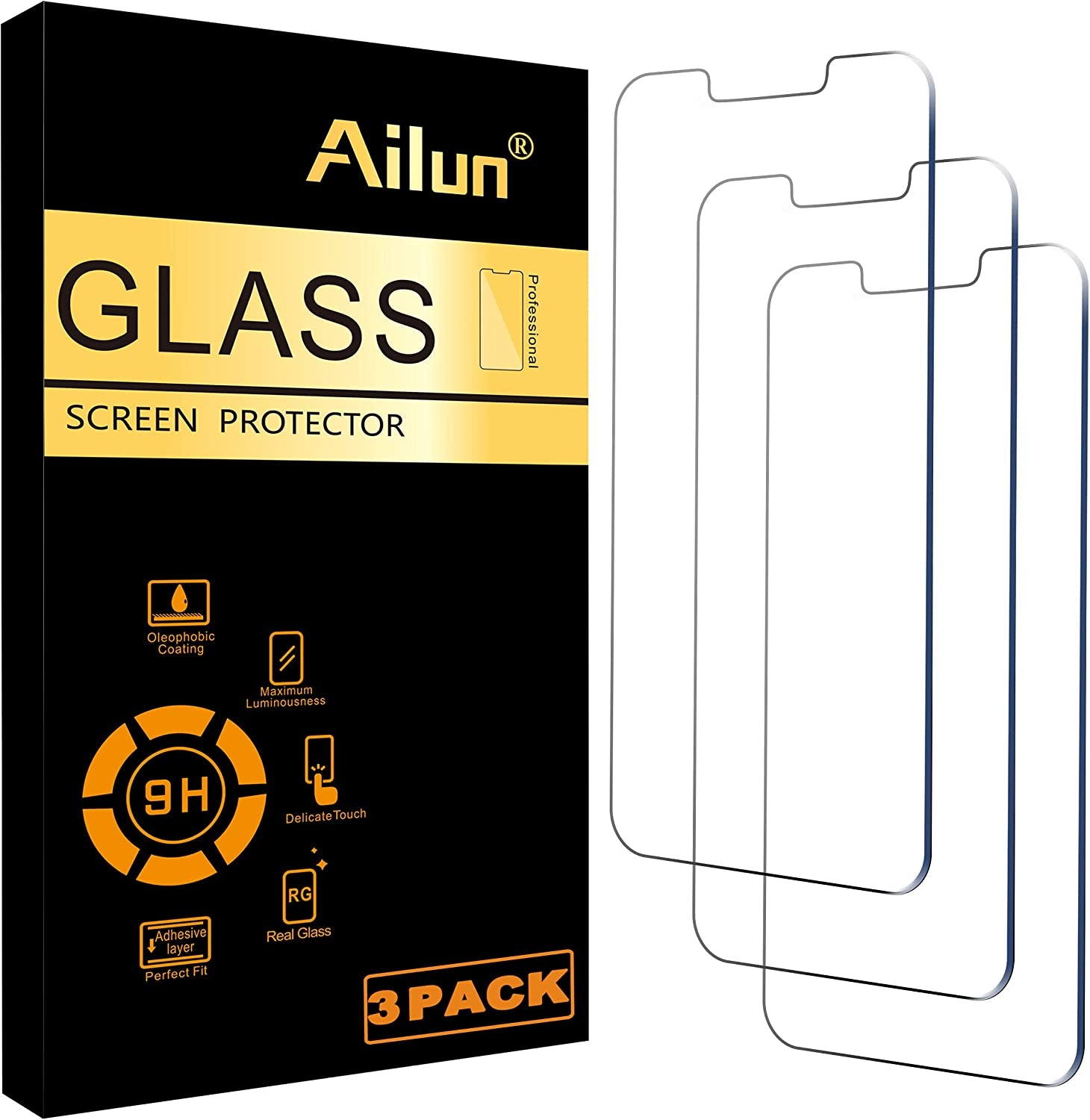 Glass Screen Protector for Iphone 14 / Iphone 13 / Iphone 13 Pro [6.1 Inch] Display 3 Pack Tempered Glass, Case Friendly