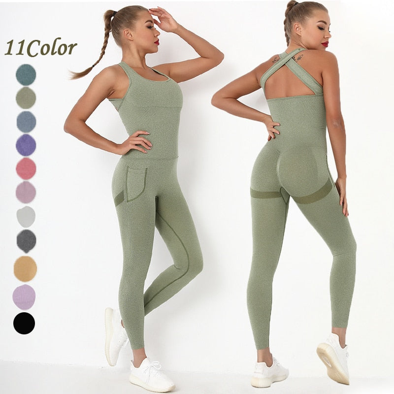 Workout Clothes For Women 2 Piece Gym Yoga Set Running Slim fit Sportswear Women  Gym Clothing
