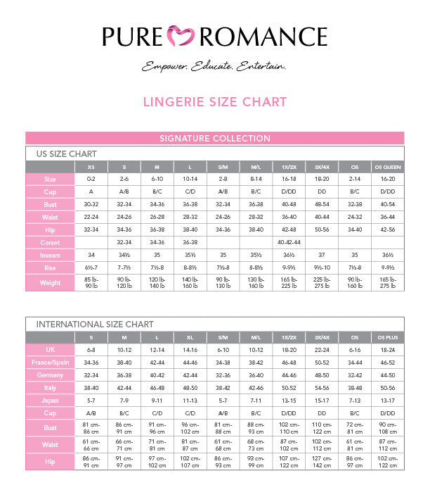 Lingerie Sizing & Fit Guide – Pure Romance by Janis