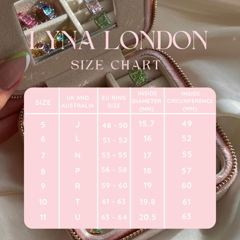 Lyna London women jewellery Size chart