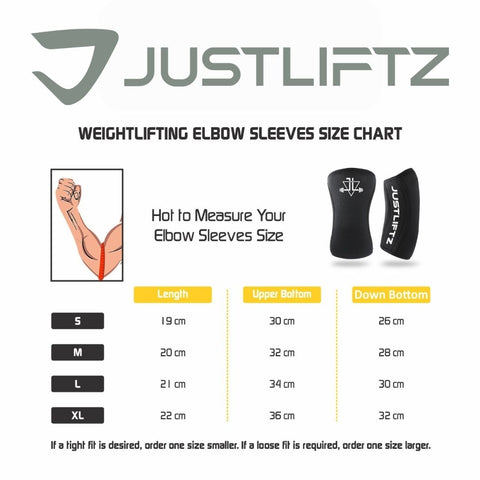 Size Chart for Elbow Sleeves