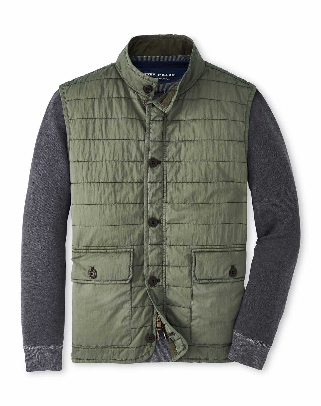 Flannel & Microfiber Reversible Vest in Olive/Navy – Hampton\'s