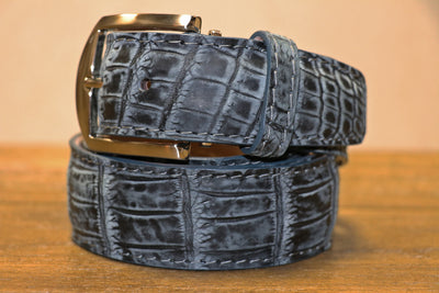 Genuine Caiman Crocodile Belt in Brown by L.E.N. 41