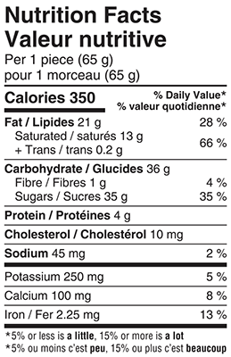 Belgian Milk Chocolate Letters 65g Nutrition Facts Table Image