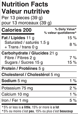 Waterbridge Sesame Minis 150g Nutrition Facts Table Image