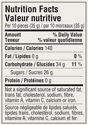 Summer Fruits Candy Travel Tin 175g Nutrition Facts Table Image