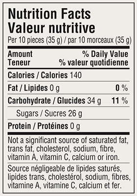 Wildberry Candy Travel Tin 175g Nutrition Facts Table Image