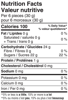 Twists & Smileys Marshmallows 125g Nutrition Facts Table Image