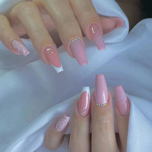 Pink Ombré Ballerina Nail with DIamond Glitter – auraxnail