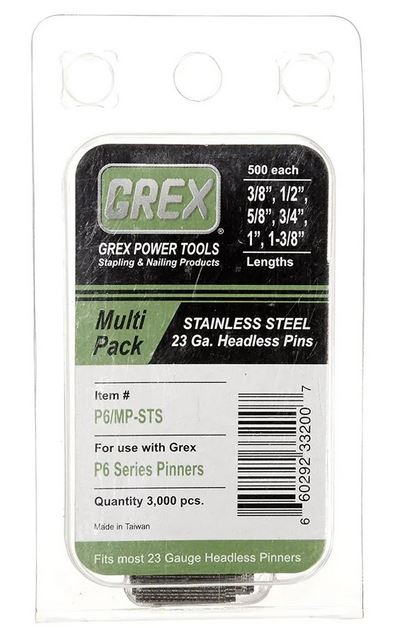 Grex P6/25-ST 23 Gauge 1-Inch Length Stainless Steel Headless Pins