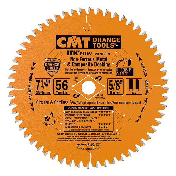 CMT P10060 ITK Plus Finish Saw Blade, 10 x 60 Teeth, 10° ATB Shear with 8-Inch bore - 2