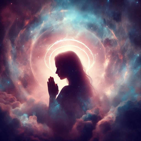A woman praying as a form of meditation and looking for an answer to being spiritual but not religious
